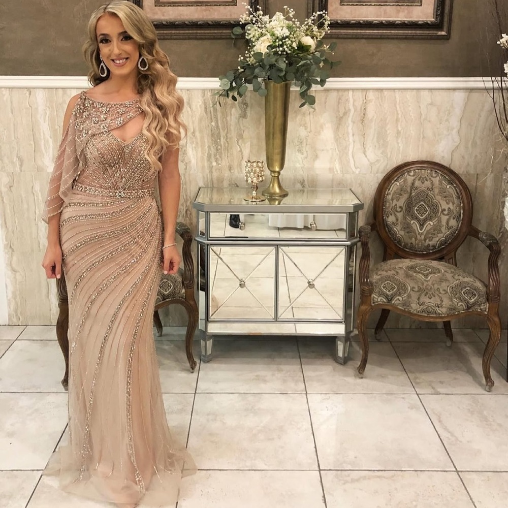 Custom Couture Elegant Beaded Evening Gown size 8
